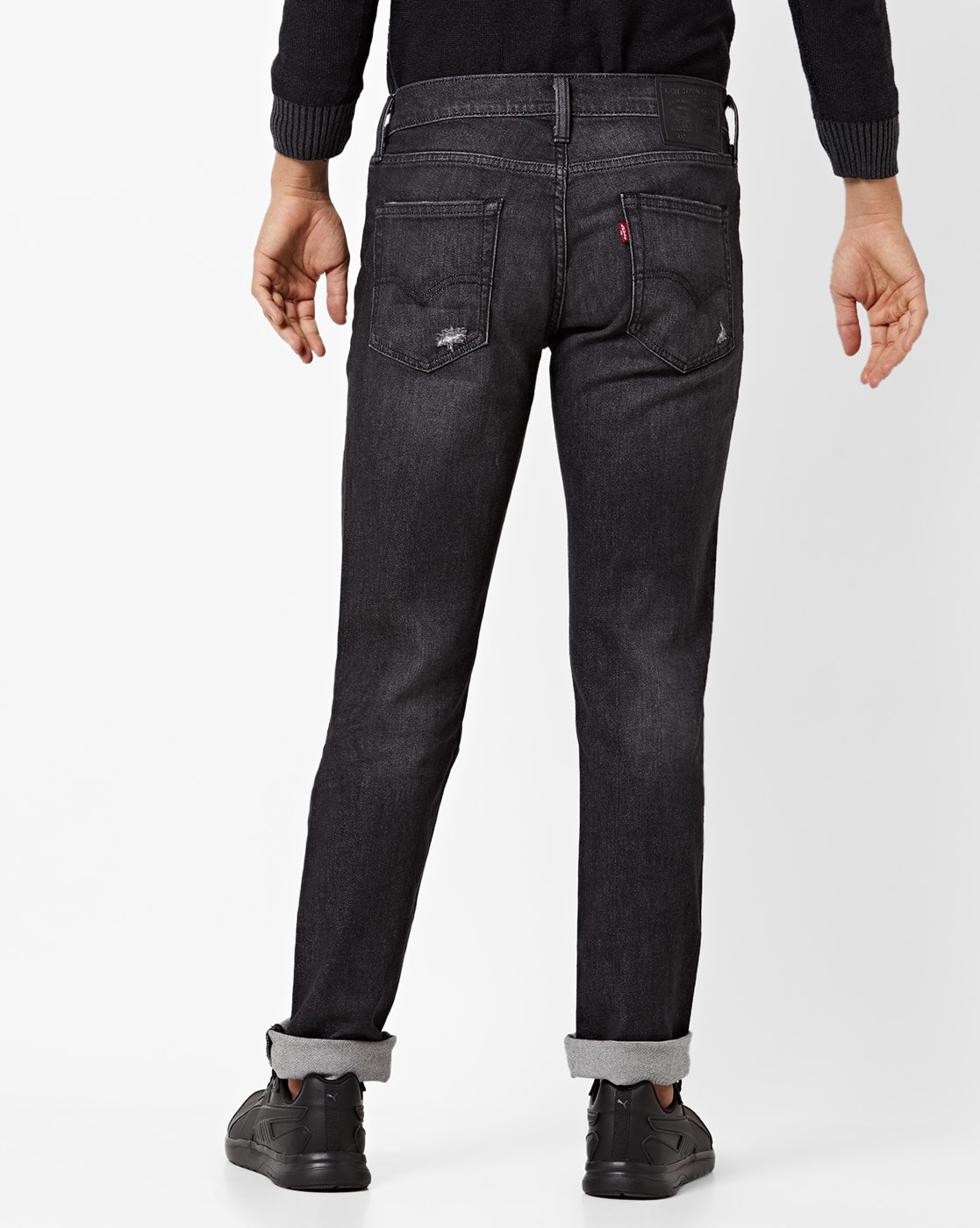 Levis black ripped jeans cheap mens