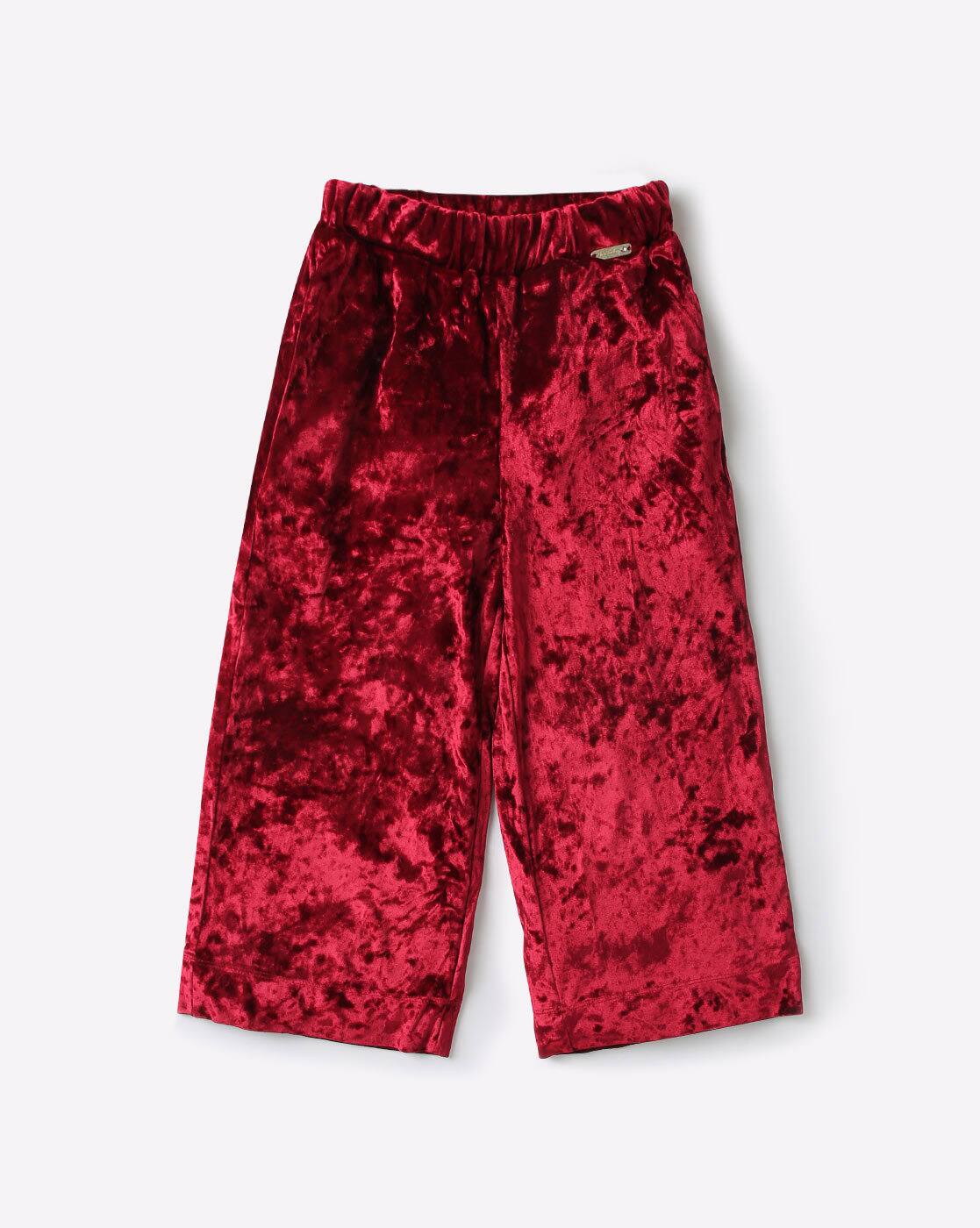 red velvet wide leg pants