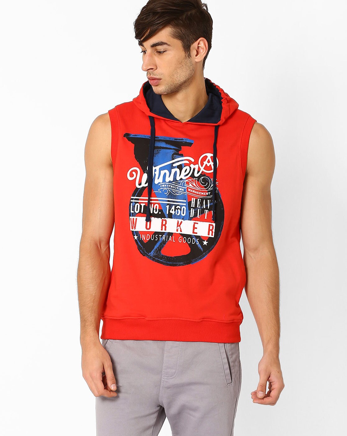 graphic sleeveless hoodie