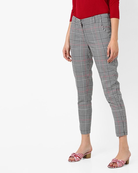 Buy Plus Size Black White Houndstooth Checkered Pants Online For Women