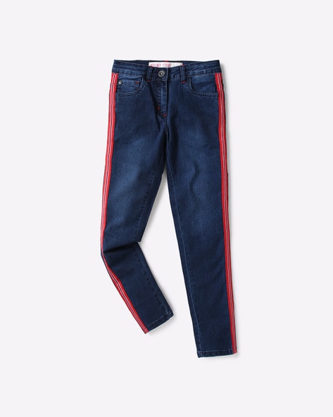 Buy online Button Detail Side Stripe Jeans from Jeans & jeggings for Women  by Swag On for ₹999 at 60% off | 2024 Limeroad.com