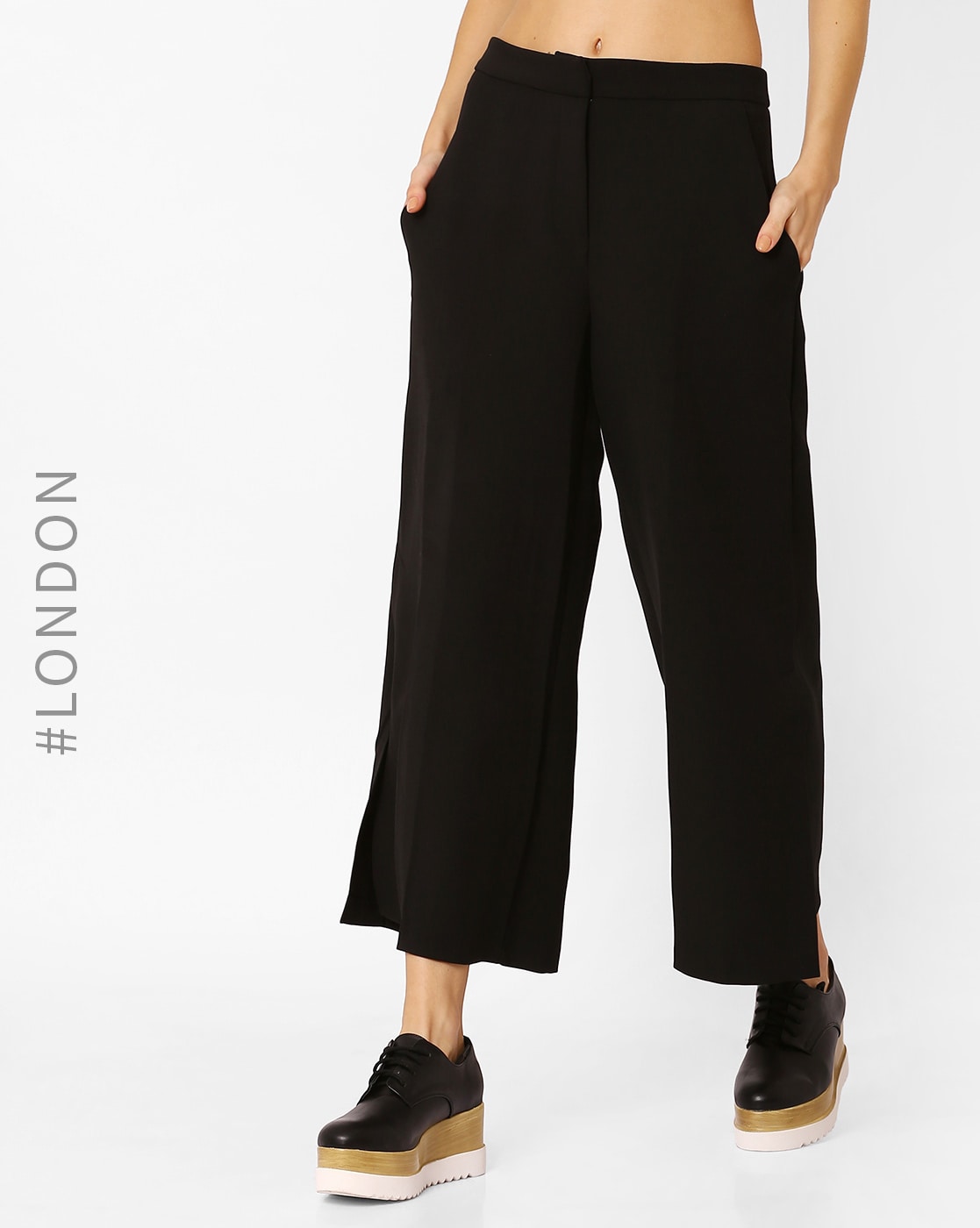 Black Front Slit Pants | Earthbound Trading Co.