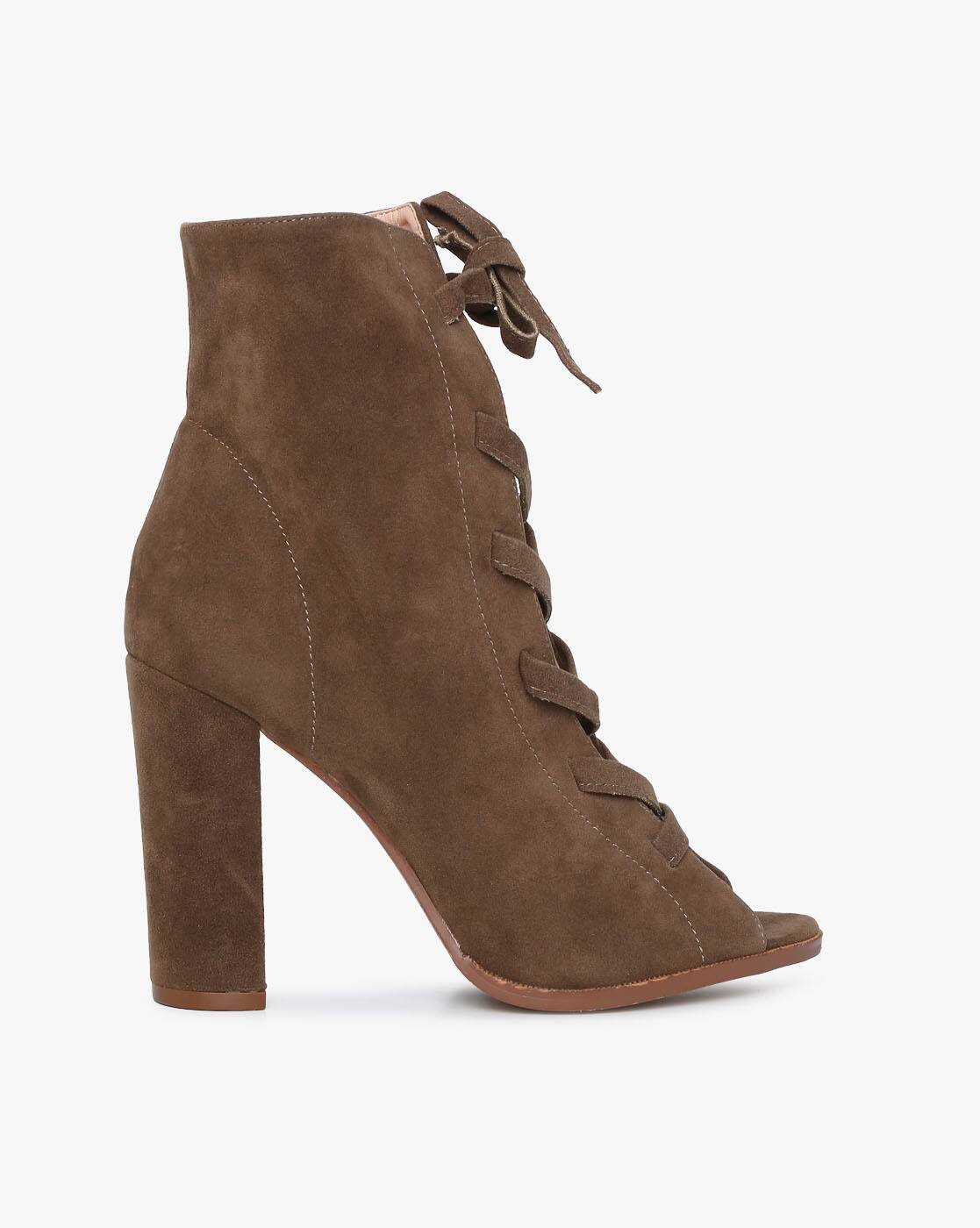 lace up peep toe heels