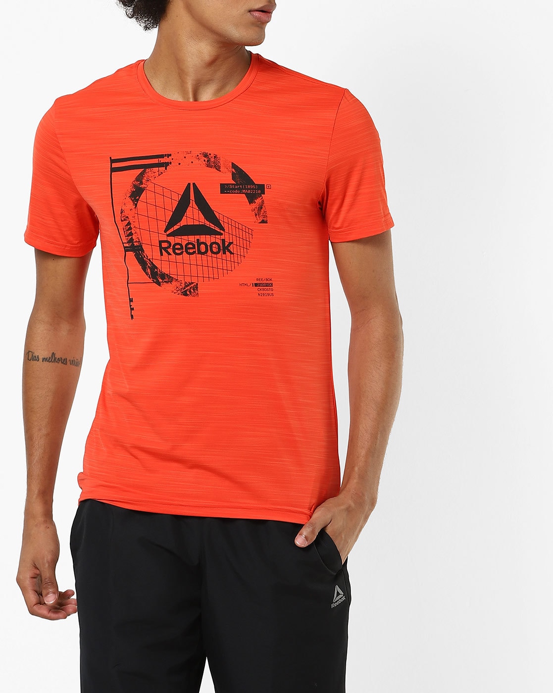 orange reebok shirt