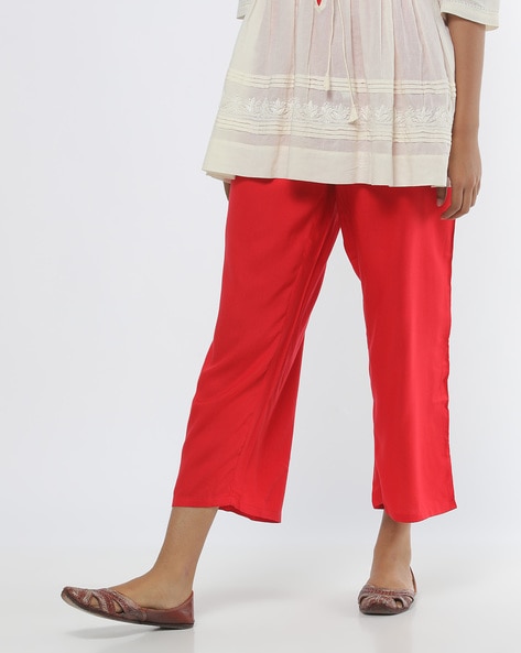 Cropped Pants with Semi-Elasticated Waist Price in India