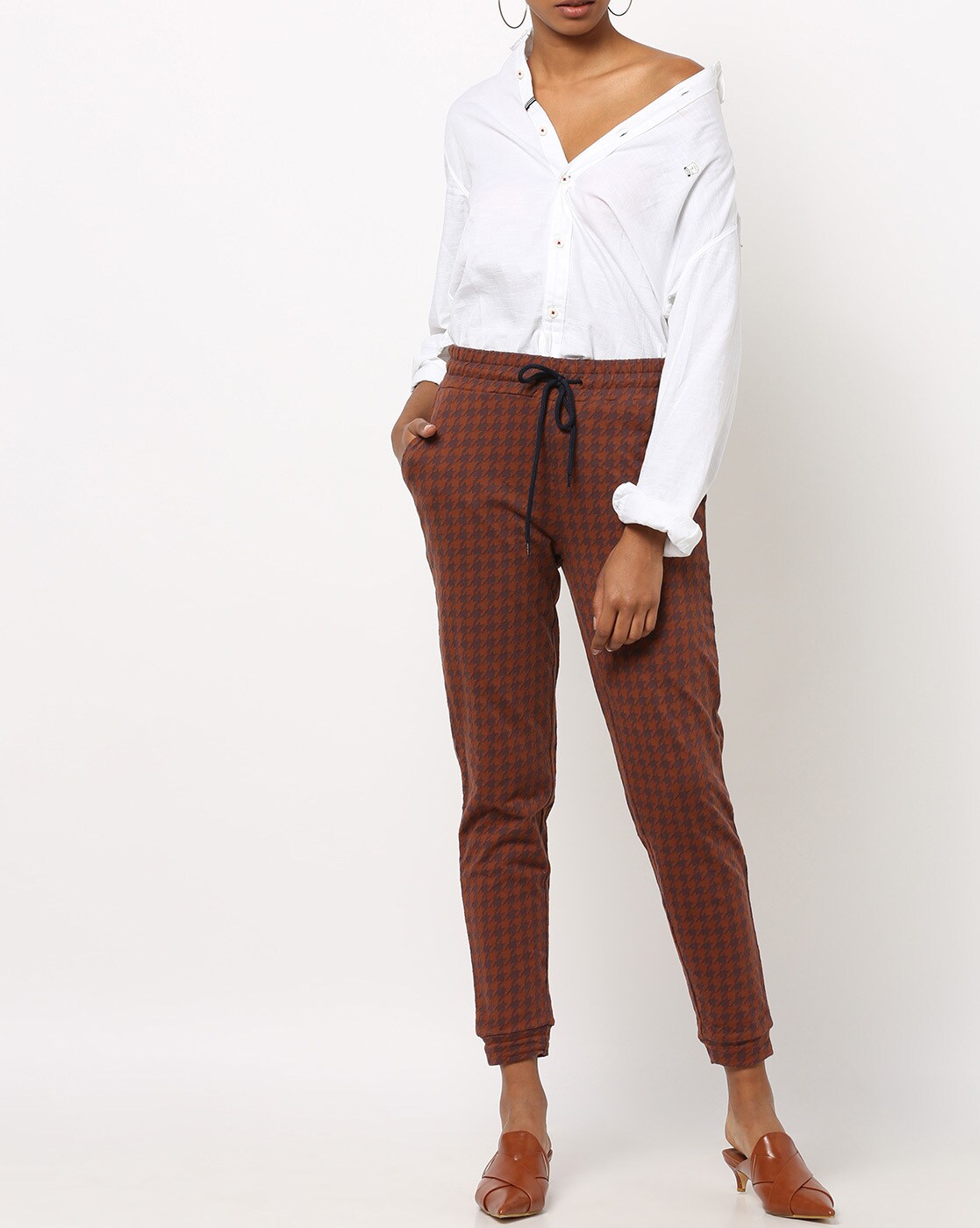 checked joggers womens