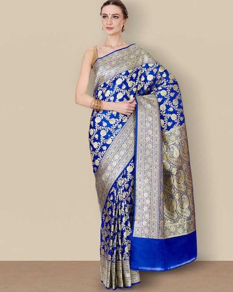Buy Blue Sarees for Women by Banarasi Silk Works Online