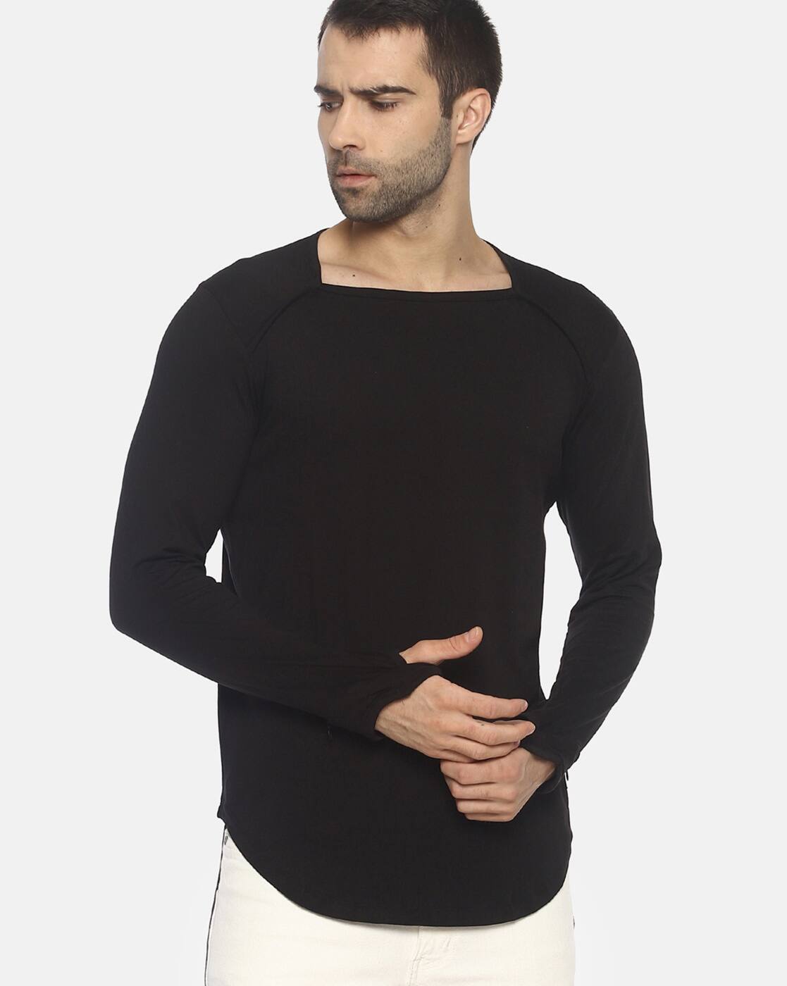 slim fit curved hem tee