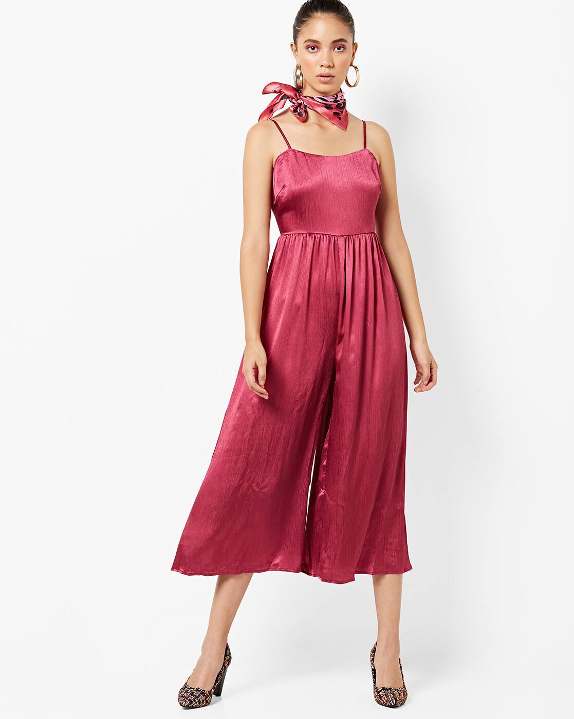 pink flared jumpsuit