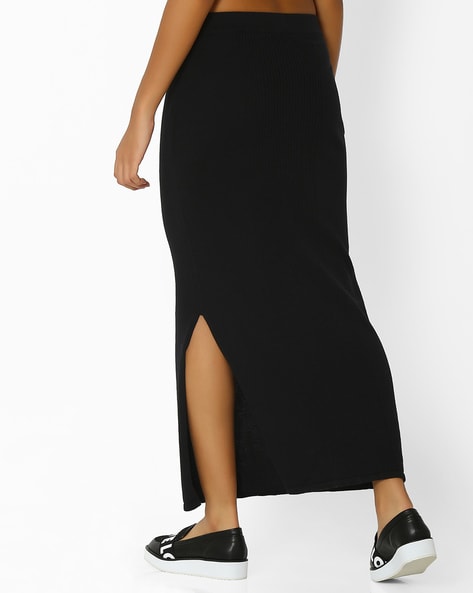 Buy BLACK SLIT SEAMLESS PENCIL DRESS for Women Online in India
