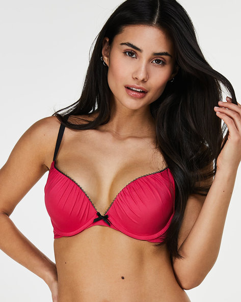 Giselle Plunge Padded Push-Up Bra with Bow