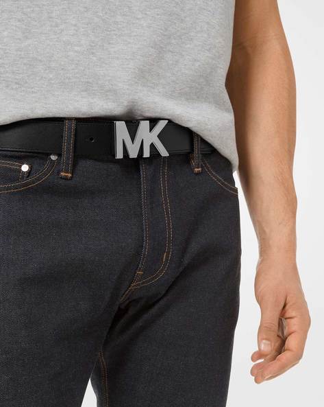 Buy Michael Kors Genuine Leather Belt with Metal Logo | Black Color Men |  AJIO LUXE