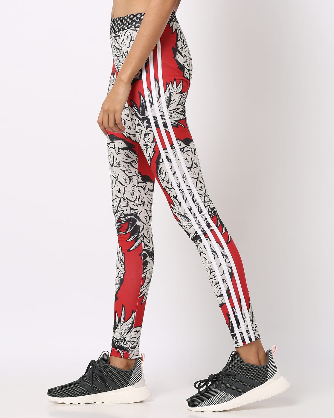 Adidas originals x farm three stripe leggings in pineapple cheap print