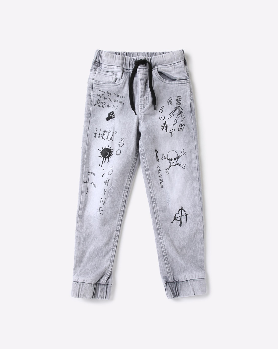 doodle print jeans