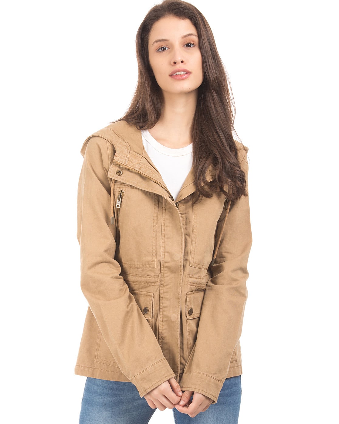 Aeropostale Jacket Womens S Small Orange Full Zip Hooded Pockets  Embroidered | eBay