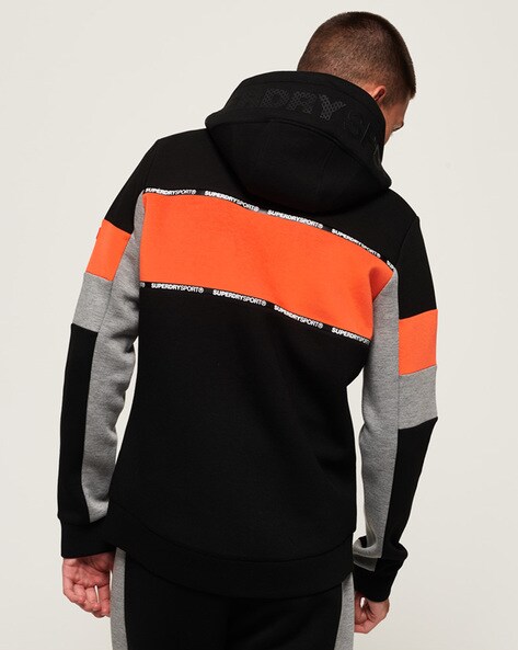 Gym tech stretch block zip clearance hoodie