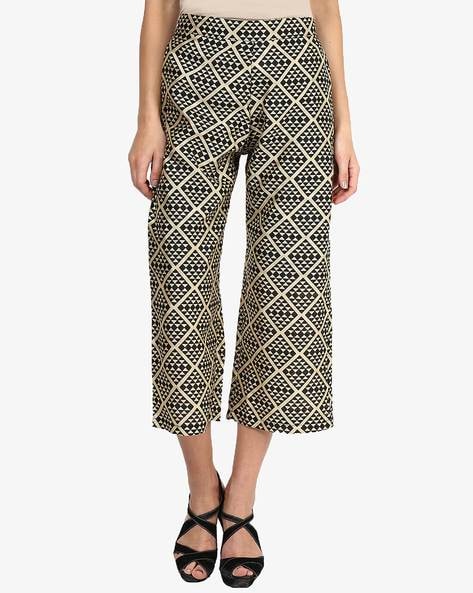 Buy Pink Fort Black  Gold Striped Trousers for Women Online  Tata CLiQ