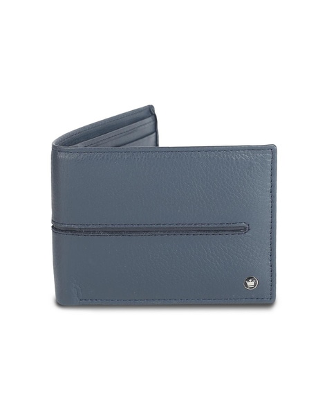 Buy Louis Philippe Men Blue Leather Bi-Fold Wallet Online at Low