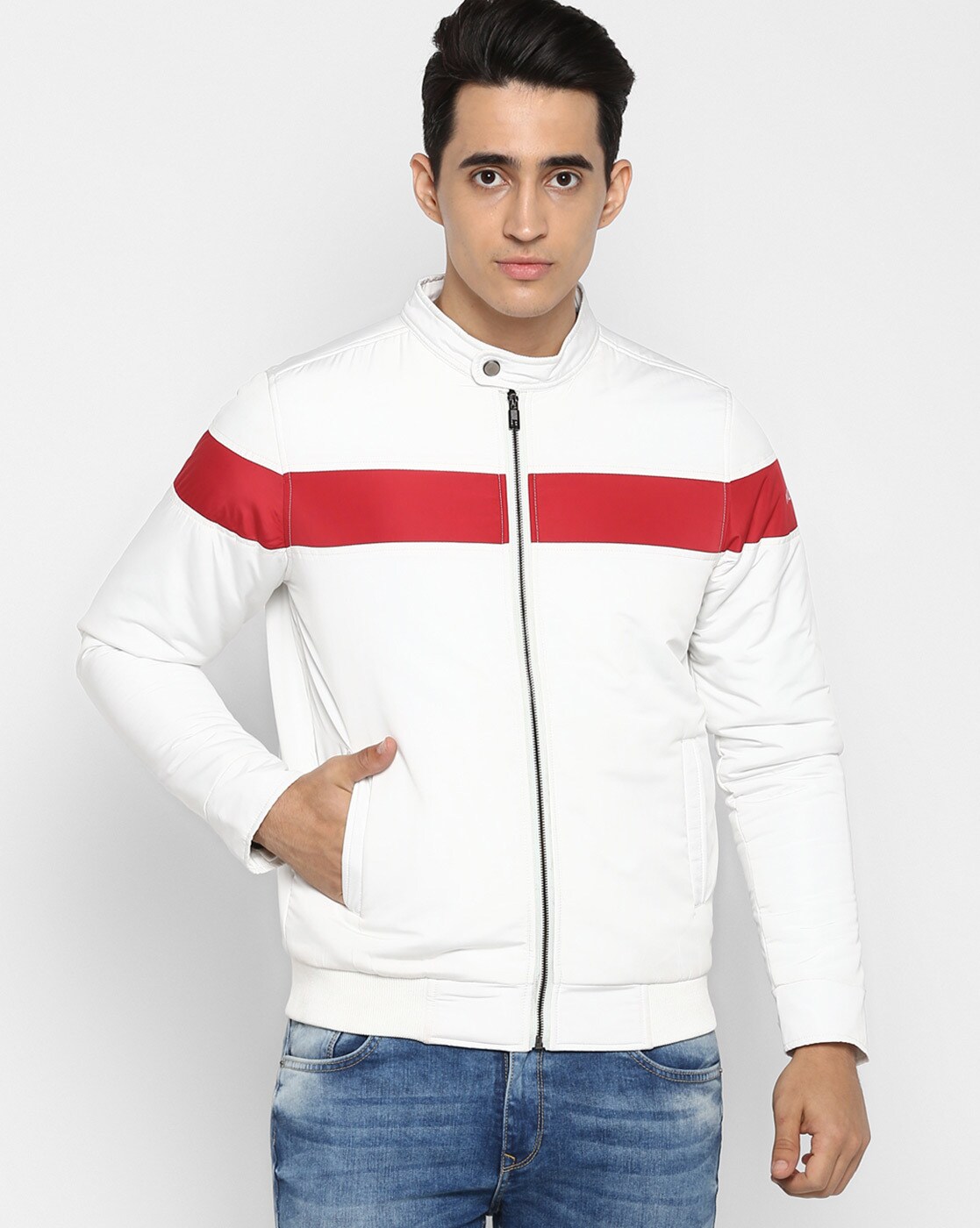 Spykar White Polyester Full Sleeve Casual Jacket For Men - mjk02bblw009white