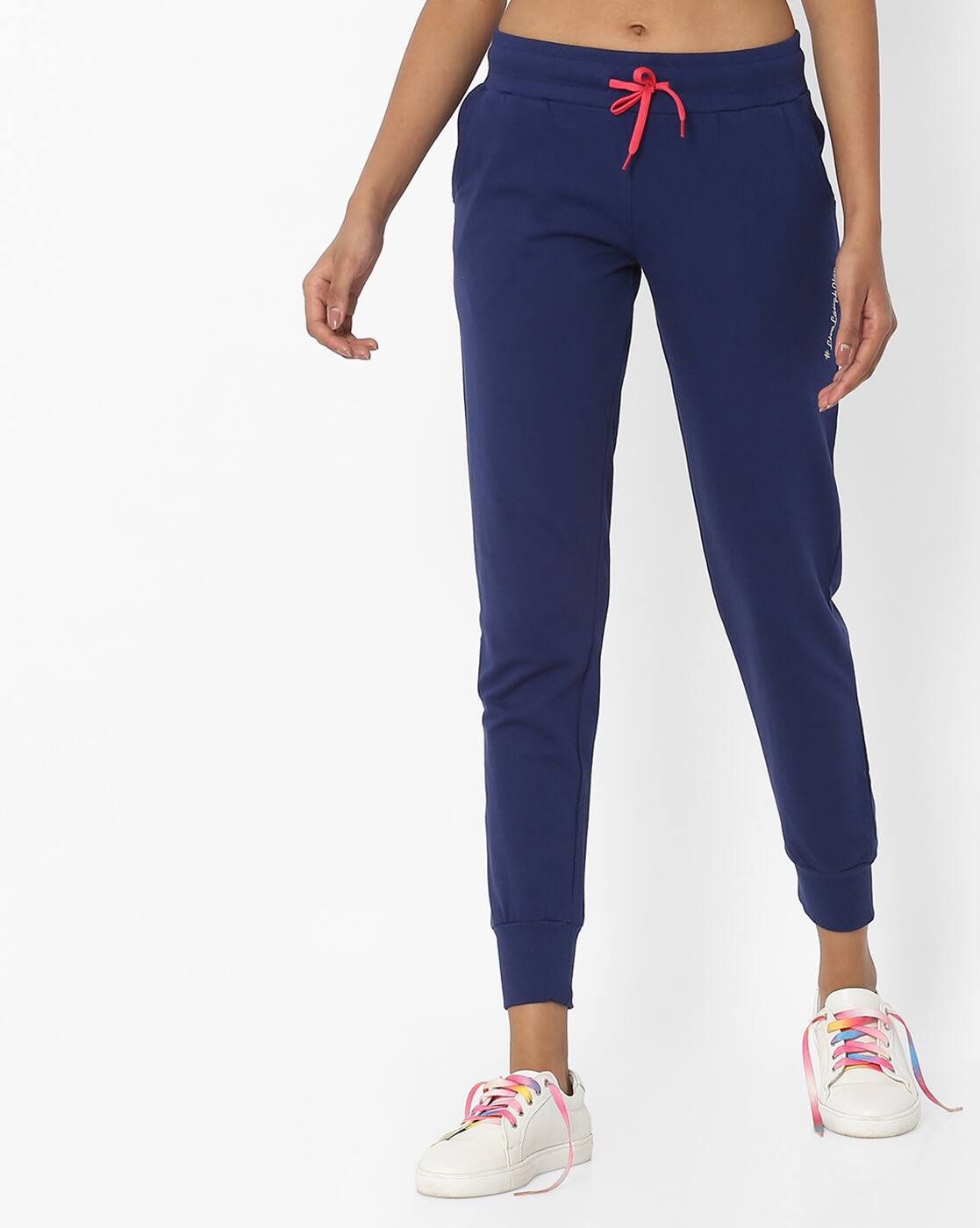 navy blue cuffed track pants
