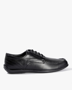 woodland black leather formal shoes