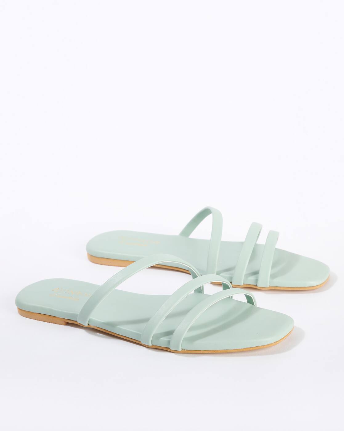 green flat sandals