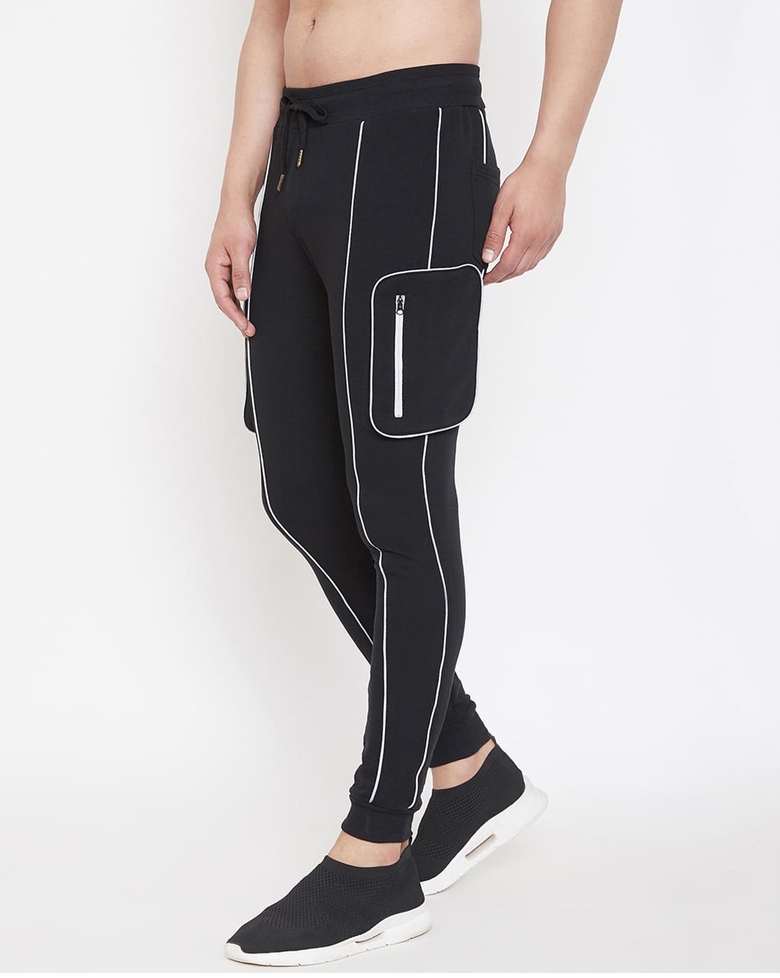 fugazee solid men's black track pants