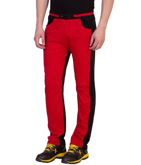 Red colour best sale track pants