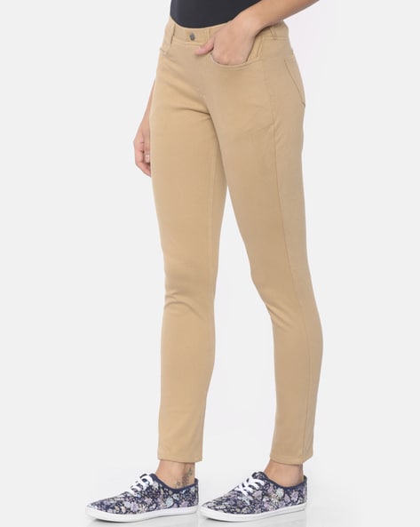 Buy Khaki Jeans & Jeggings for Women by GO COLORS Online