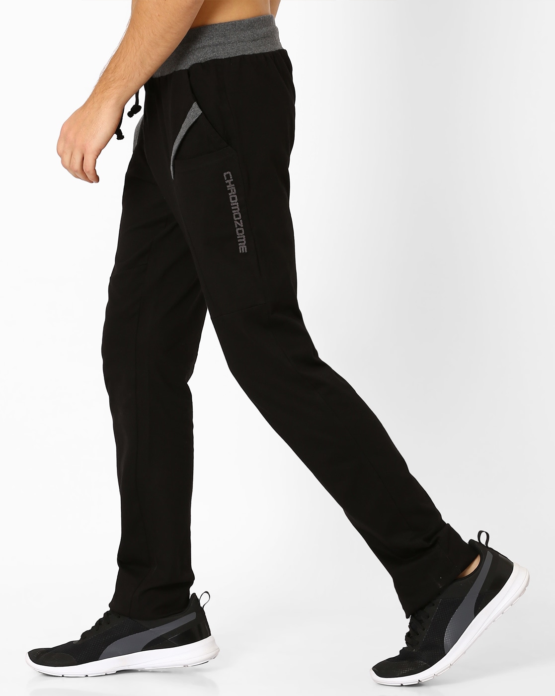 Pure Cotton Track Pants with Contrast Pockets  Black  Benetton