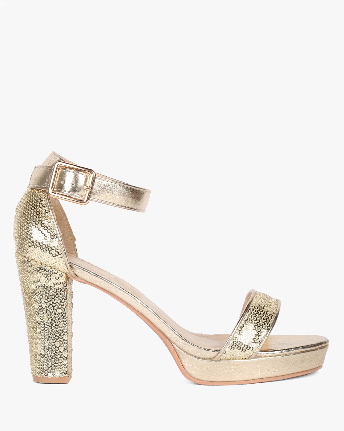 Buy Gold Heeled Sandals for Women by 