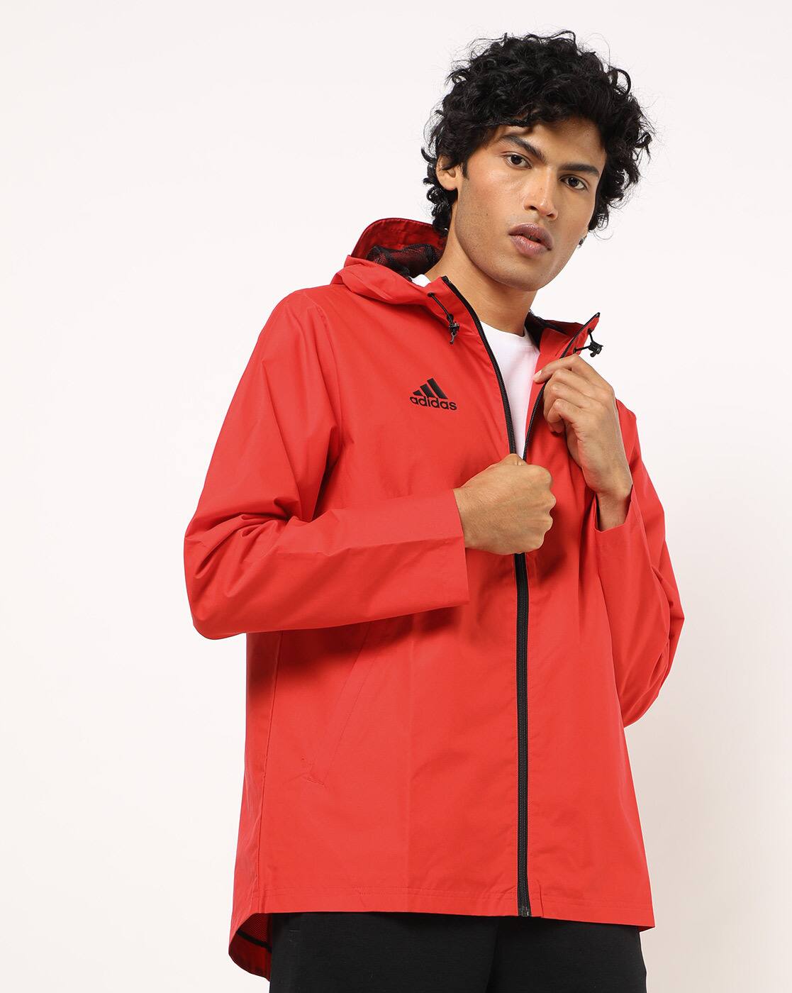 red adidas zip up