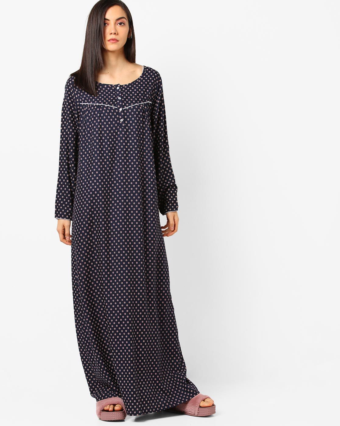 full sleeves night gown