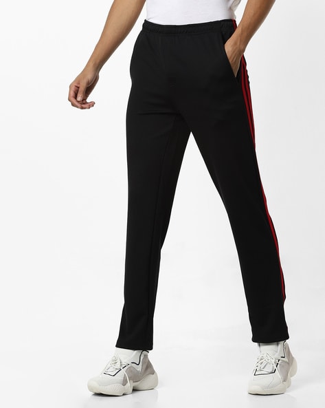 Straight Track Pants with Contrast Stripes