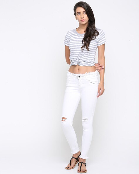 Buy White Jeans & Jeggings for Women by ZHEIA Online