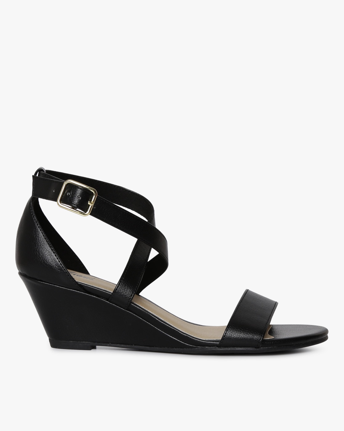black open toe wedges with ankle strap