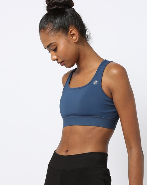 Textured Racerback Sports Bra with Cut-Out