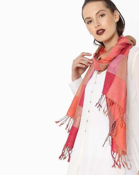 Printed Scarf with Tassels Price in India