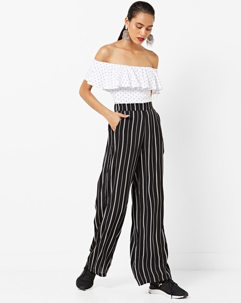 ASOS DESIGN striped wide leg trouser co ord in light grey | ASOS