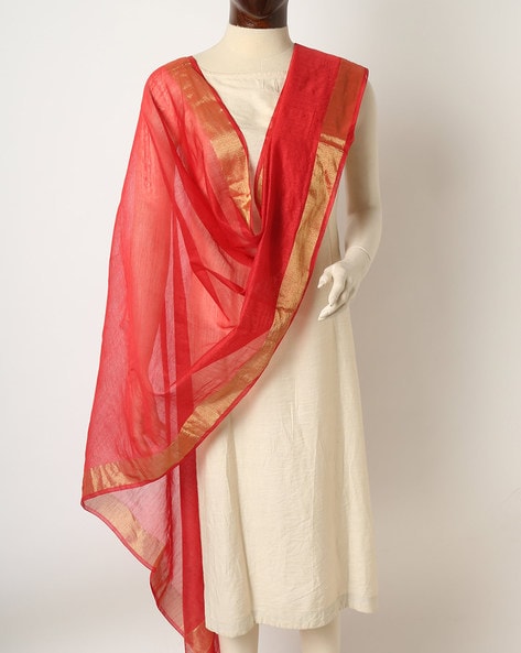 Colorblock Dupatta with Tassels Price in India