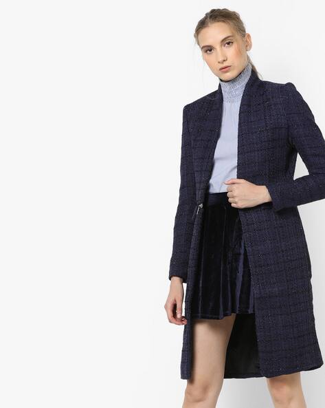 navy blue longline jacket
