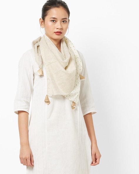 Textured Scarf with Tassels Price in India