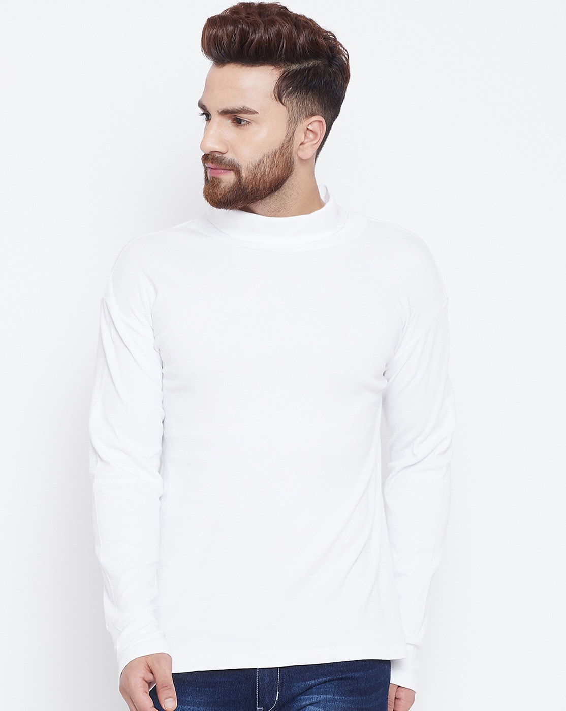 Mock neck outlet white t shirt