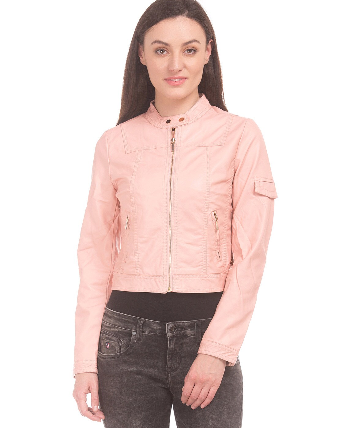 light pink cropped jacket