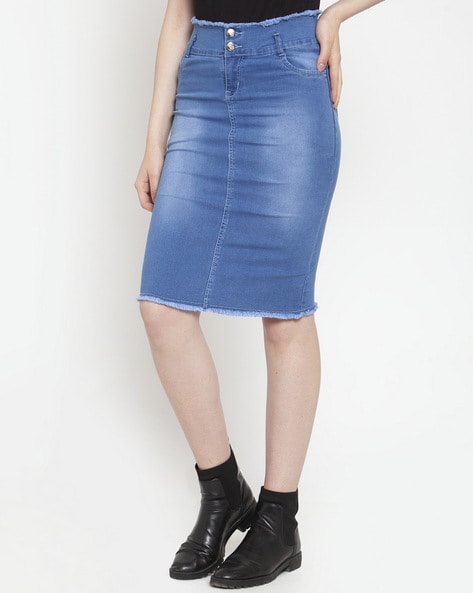 Elastic Waist Denim Skirt Womens Shop Classy Closet Boutique Hull IA –  Classy Closet Shop