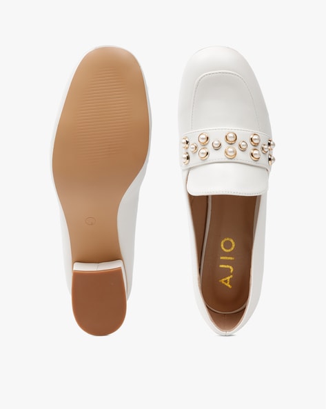 Picks: Louise et Cie Heeled Pearl Loafers - White Collar Glam