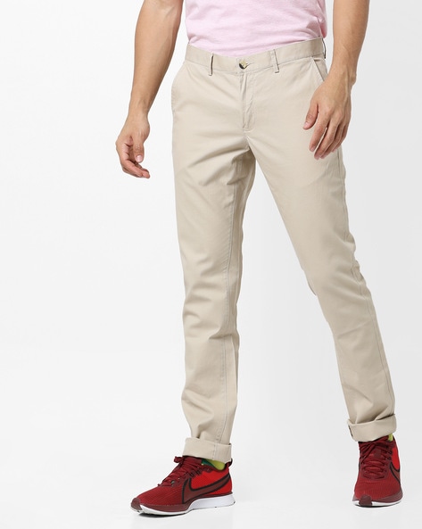 Buy Basics Pink Tapered Fit Trousers for Men Online @ Tata CLiQ