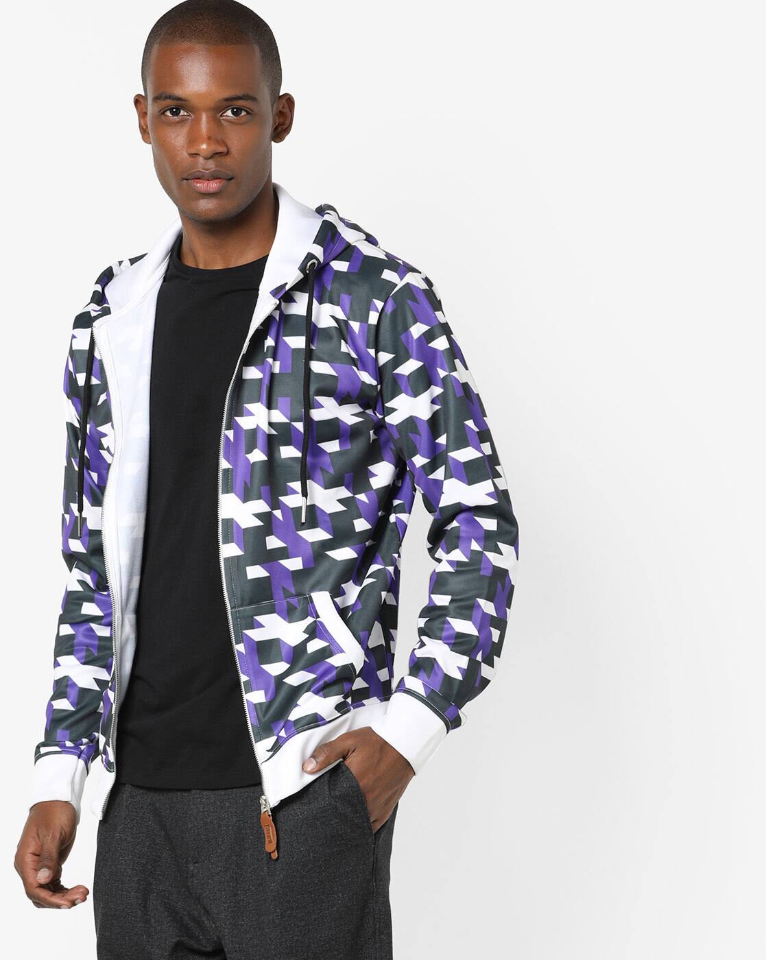 geometric print hoodie