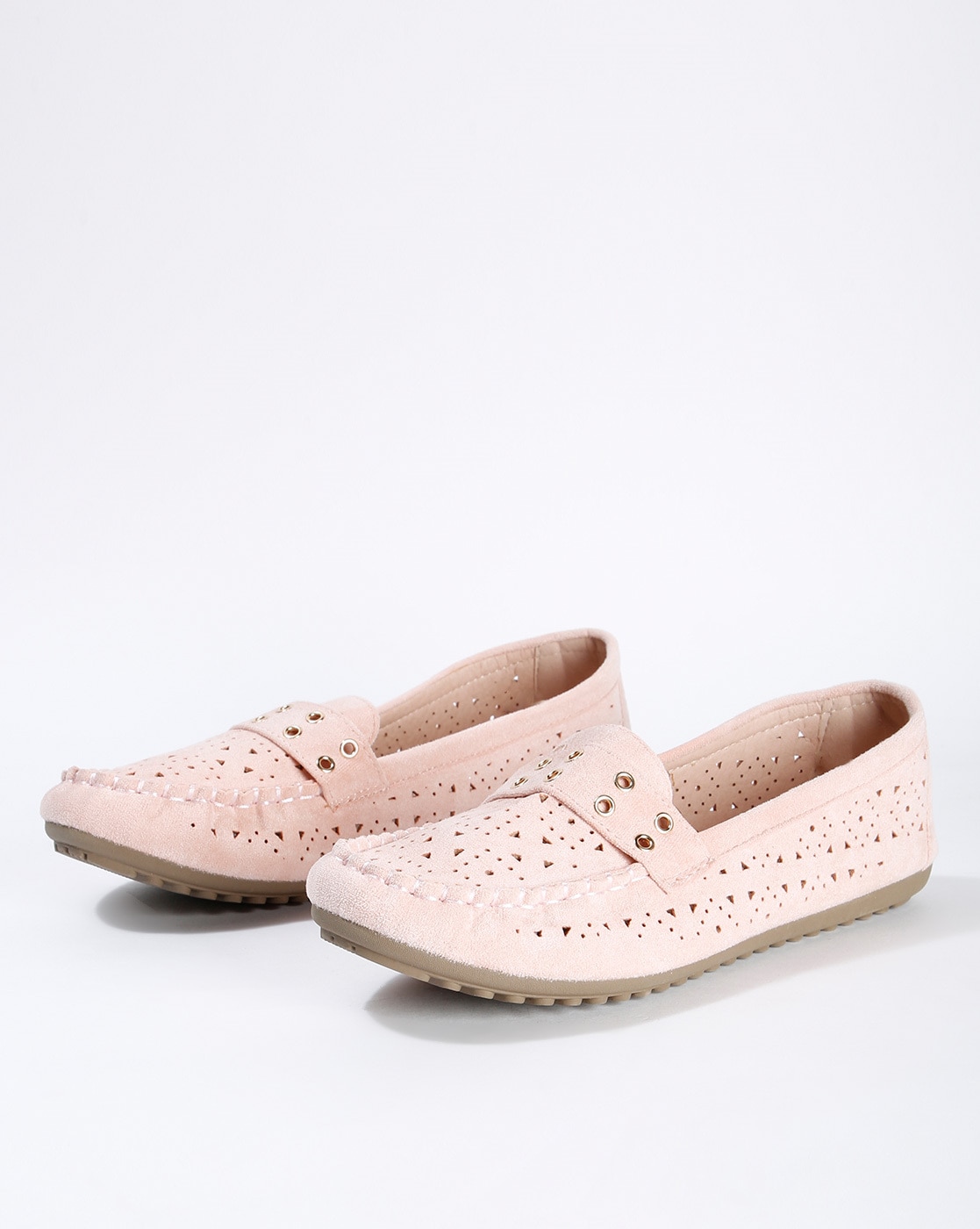 light pink loafers