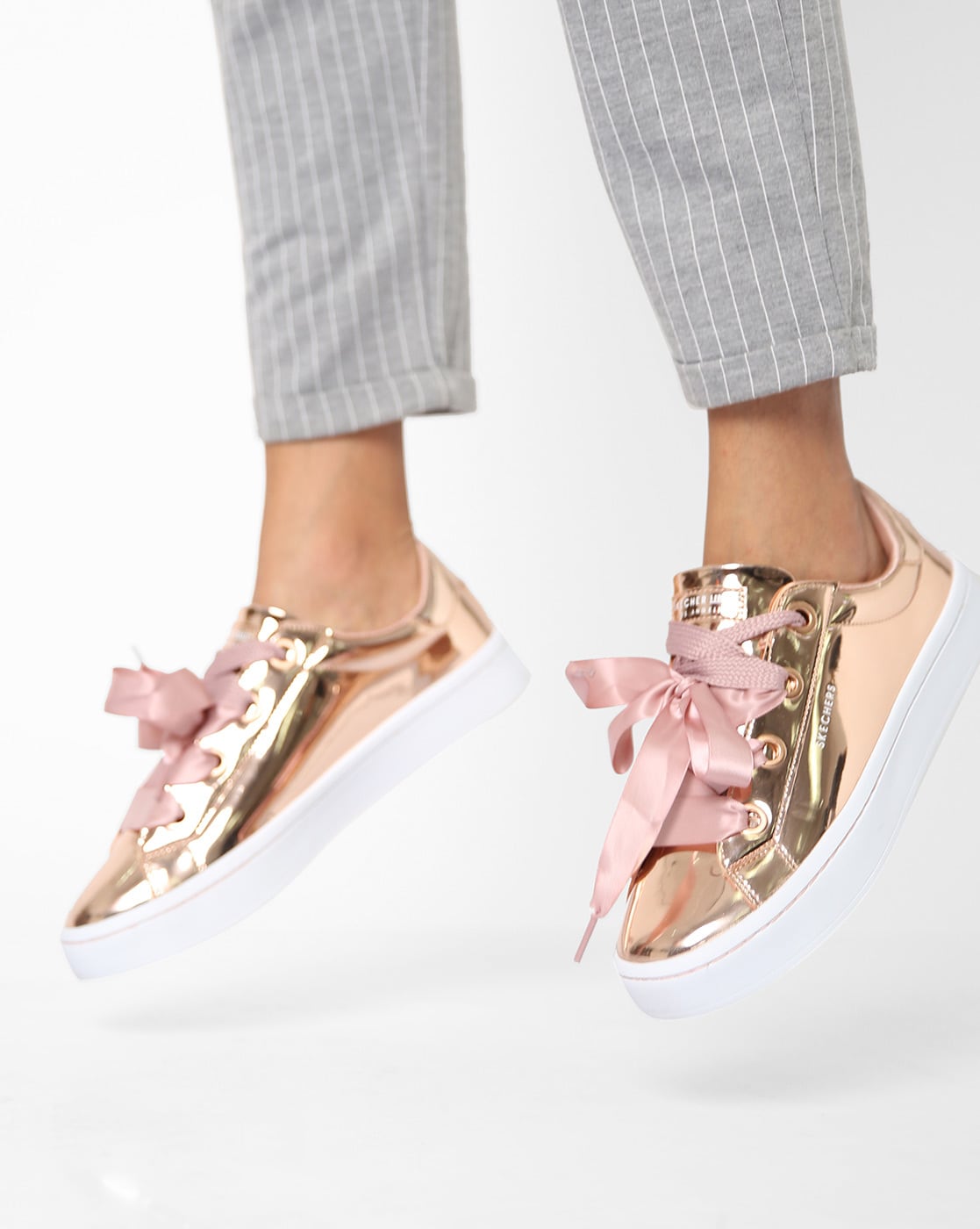 Womens rose gold skechers sale